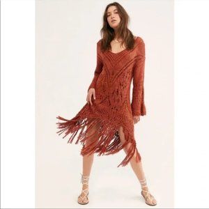 Free People Constellation Crochet Fringe Tunic Mars Dust Combo Sz SMALL NWT